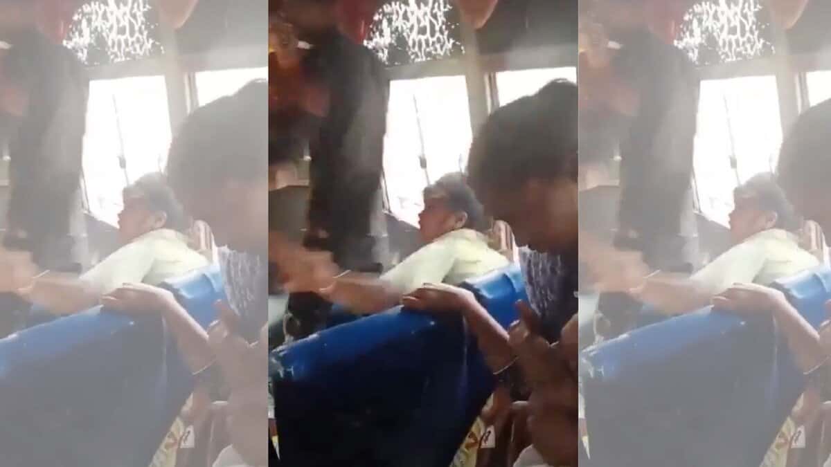 The image displays a picture of a Dalit girl being assaulted by men for resisting molestation in UP on May 2