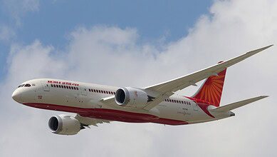 The image displays a picture of Air India
