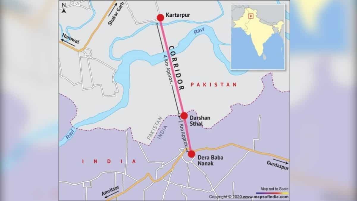 The image displays a map of Kartarpur corridor