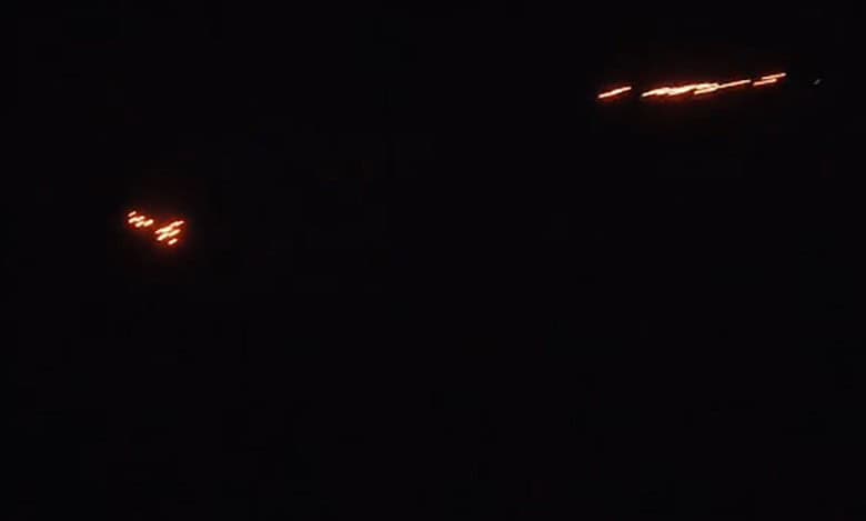 The image displays a picture of drones sighted in J&K's Samba district