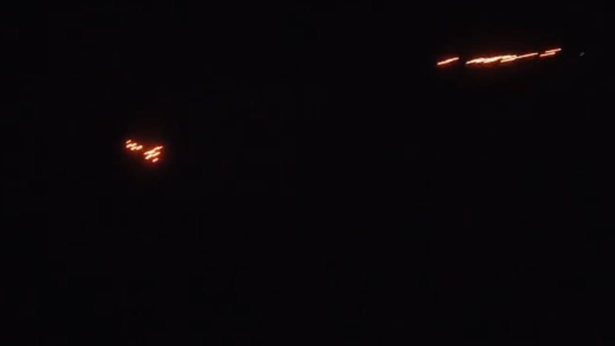 The image displays a picture of drones sighted in J&K's Samba district