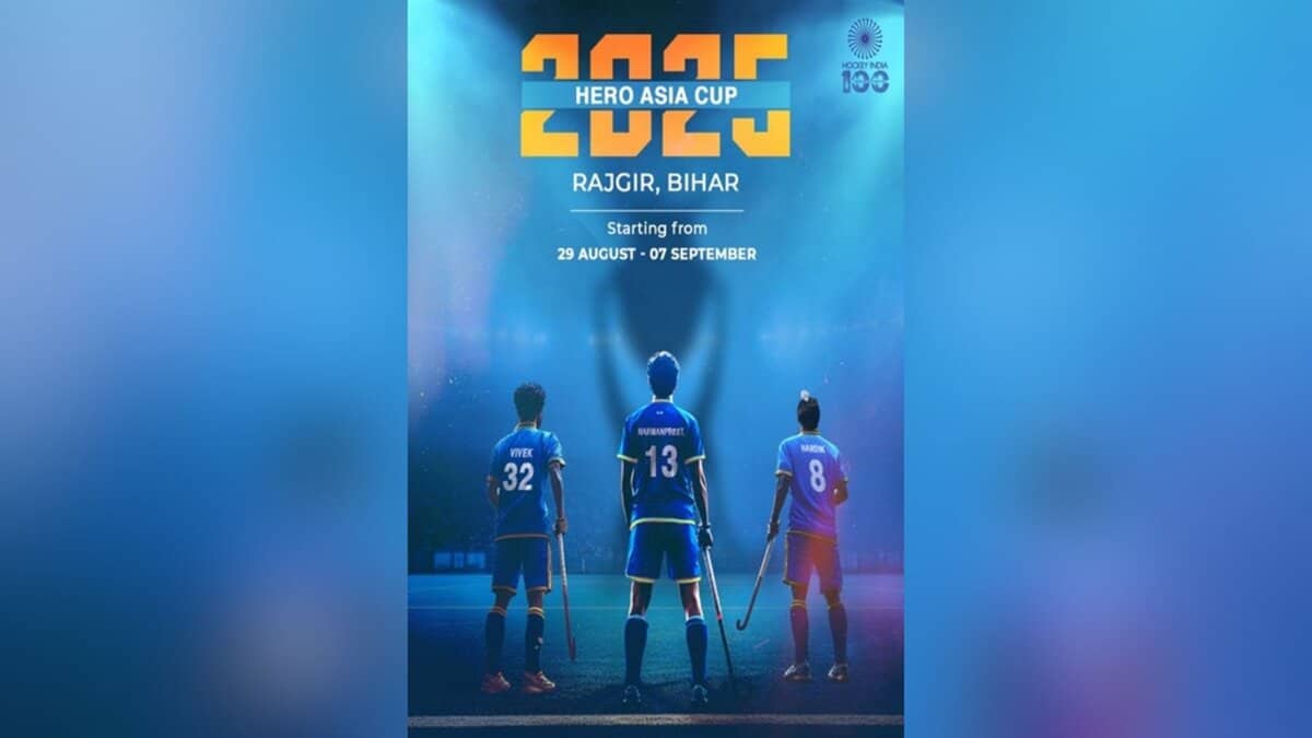 The image displays a picture of a poster of Hockey Asia Cup