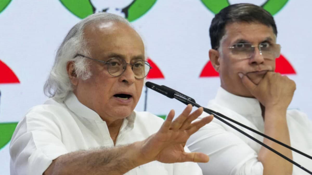 The image displays pictures of senior Congress leaders Jairam Ramesh and Pawan Khera