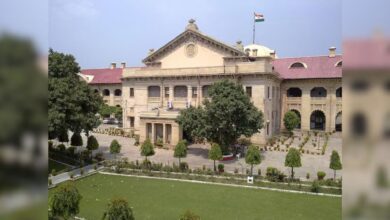 The image displays a picture of Allahabad High Court