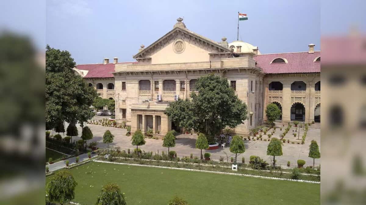 The image displays a picture of Allahabad High Court