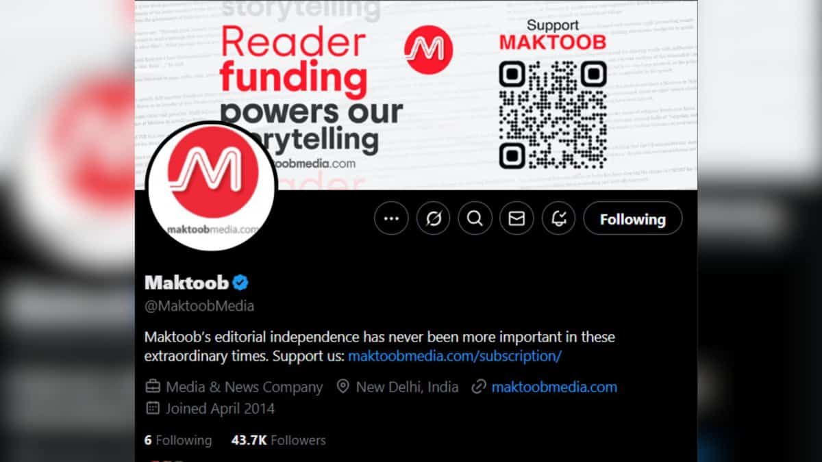 The image displays a screenshot of the X account of Maktoob Media