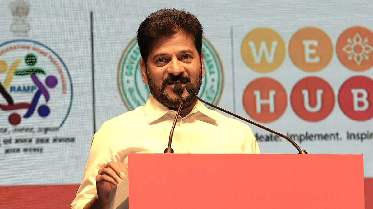 The image displays a picture of Telangana CM Revanth Reddy