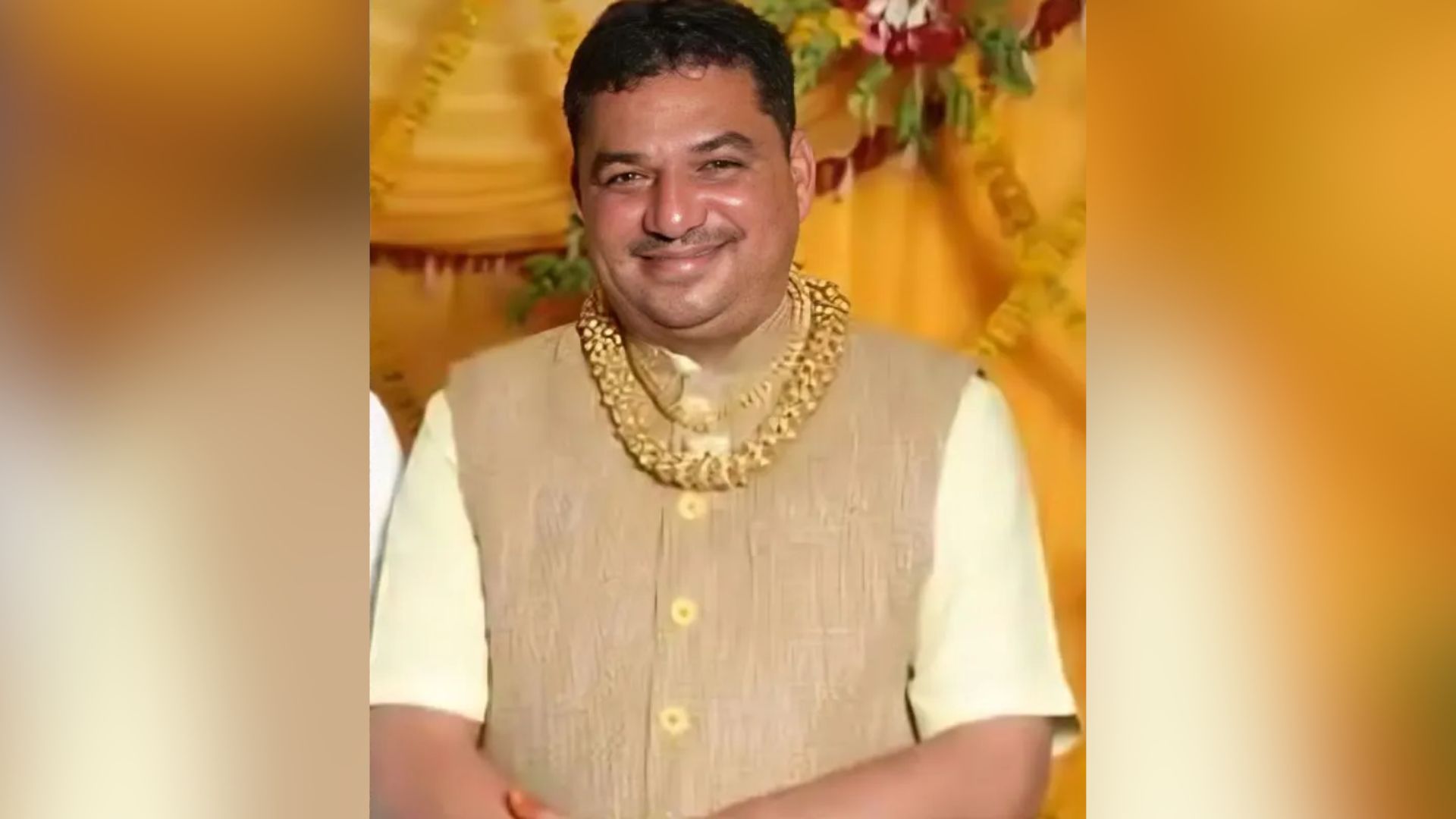 The image displays a picture of Balvant Khabad, son of Gujarat minister state for panchayat and agriculture Bachubhai Khabad