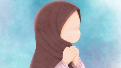The image shows a picture of a Muslim little girl