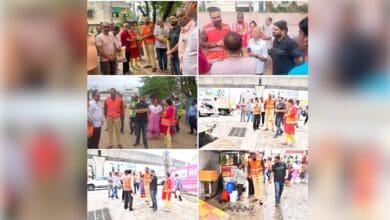 The image displays the picture of GHMC commissioner RV Kiran inspected various development works in the Saroor Nagar circle in LB Nagar