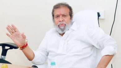Telangana Health Mibnister C Damodar Raja Narasimha addresses a review meeting on COVID 19
