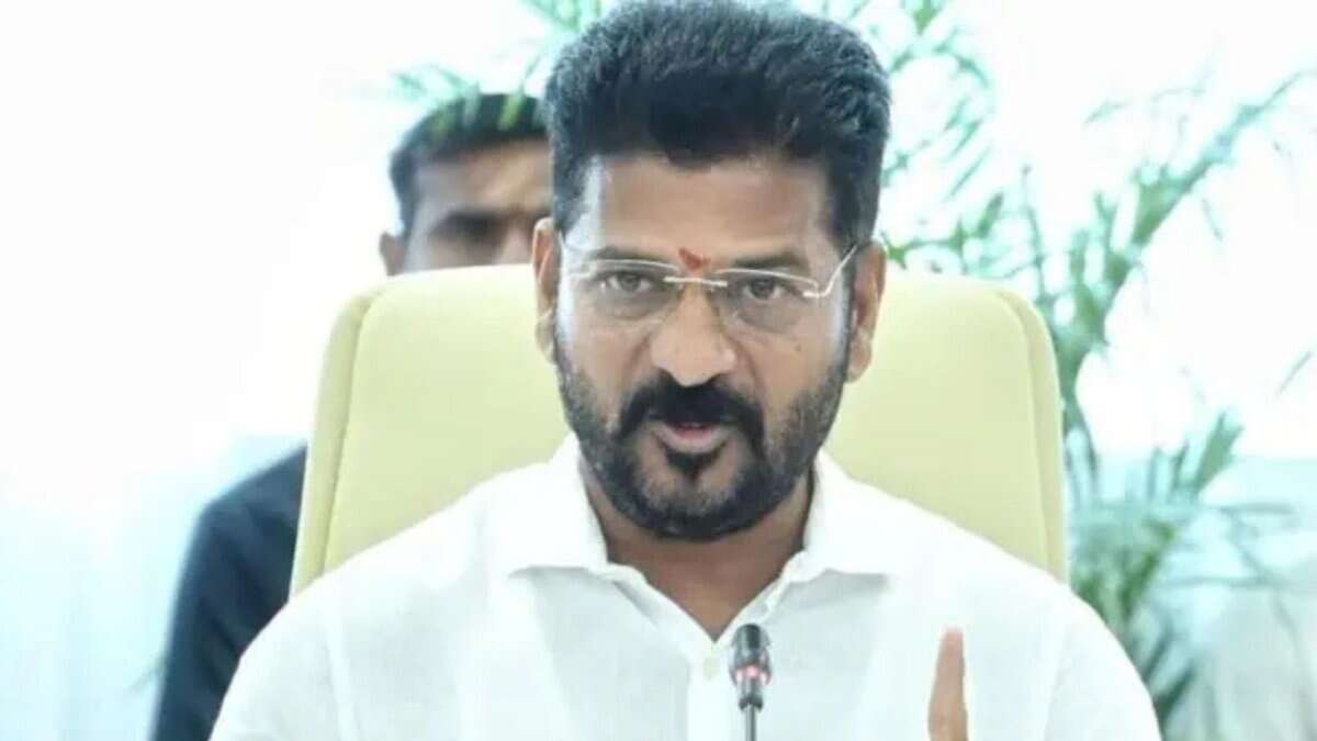 Telangana CM Revanth Reddy addresses a meeting
