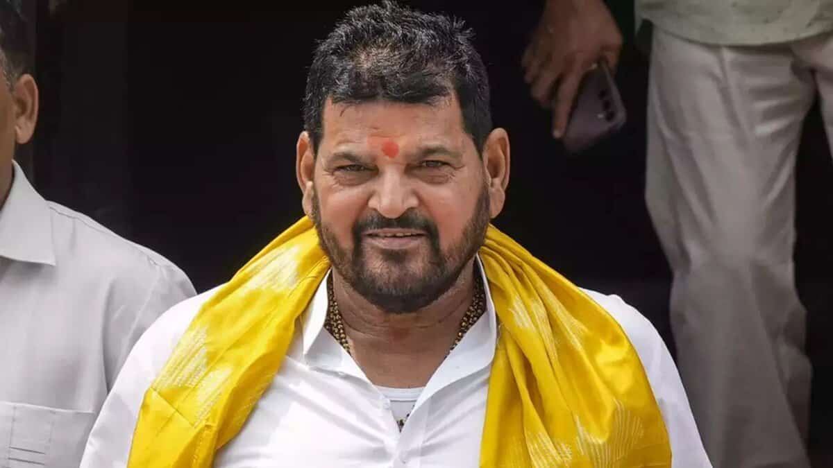 The image displays a picture of former WFI chief Brij Bhushan Singh