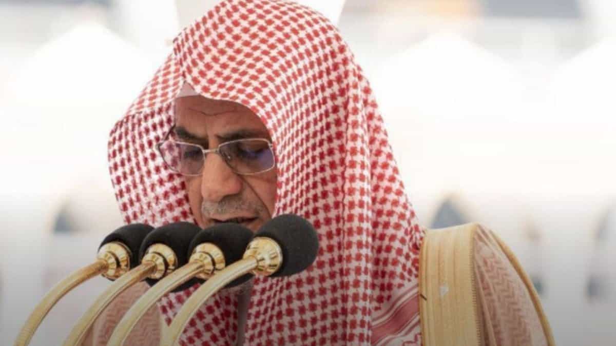 Sheikh Saleh bin Humaid leads a prayer at the Grand mosque
