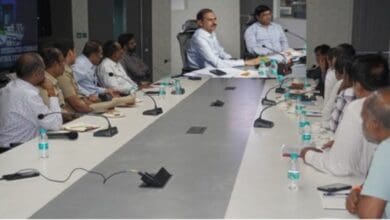 Telangana Transport Commissioner K Surendramohan conducts a meeting at the TGICCC