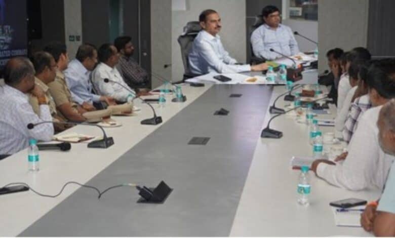 Telangana Transport Commissioner K Surendramohan conducts a meeting at the TGICCC