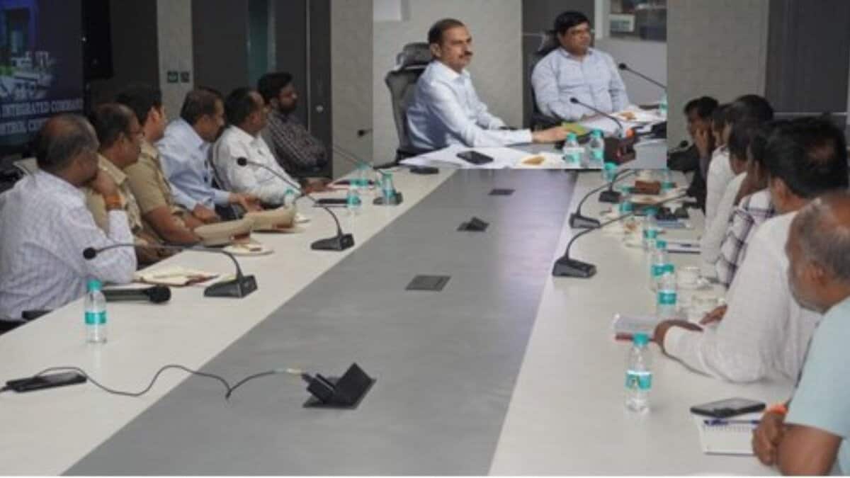 Telangana Transport Commissioner K Surendramohan conducts a meeting at the TGICCC