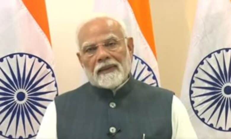 PM Modi addresses a meeting on the occassion of 50th-anniversary celebrations of Sikkim's statehood virtually from Bagdogra