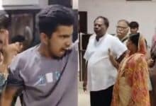 The image displays a picture of a Christian in Chhattisgarh family getting harassed by Hindutva goons