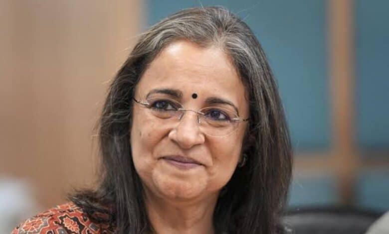 The image displays a picture of Ex-SEBI chief Madhabi Puri Buch