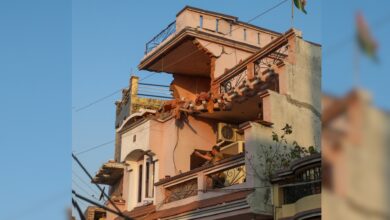 Jammu: A house damaged after an attack from Pakistan, in a residential area of Jammu, Saturday, May 10, 2025.