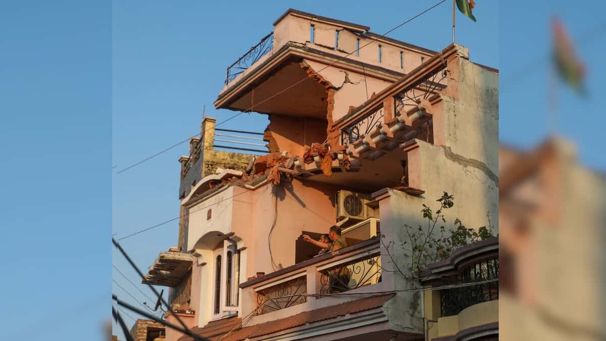 Jammu: A house damaged after an attack from Pakistan, in a residential area of Jammu, Saturday, May 10, 2025.