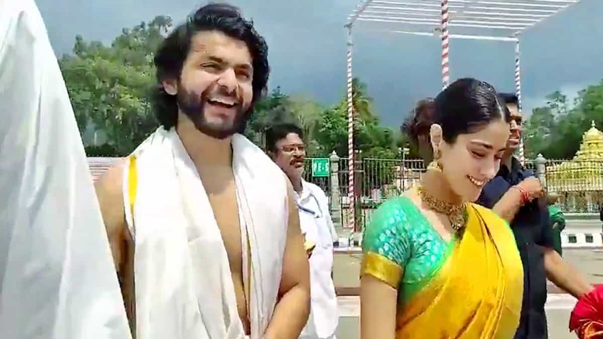 Janhvi Kapoor and Shikhar Pahariya in Tirupati