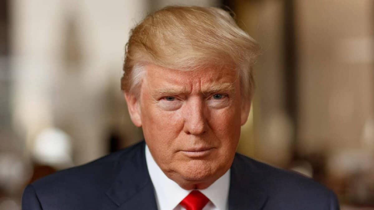 The image of a United States (US) President Donald Trump