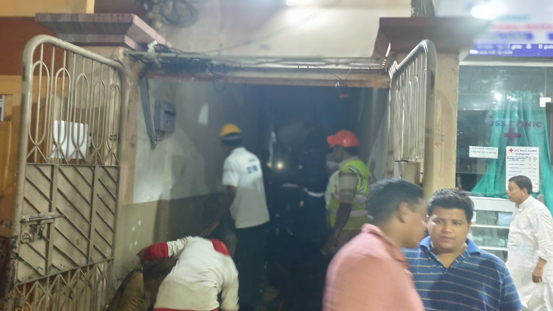 Fire breaks out at residential building in Moghalpura, Hyderabad.