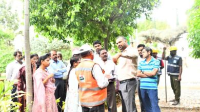 GHMC commissioner along with other officals on June 19 conducting inspection at Durgam Cheruvu park in Hyderabad