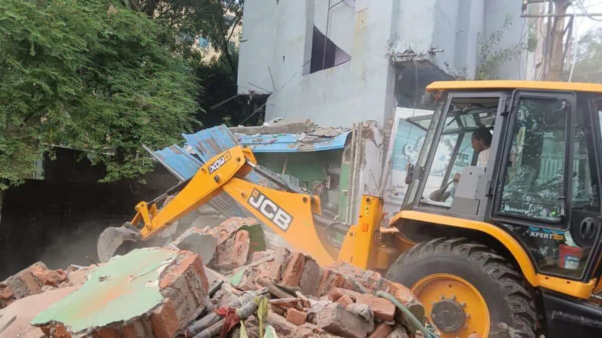 Image shows HYDRAA conducting demolition activity at Chintal Basti on June 11.