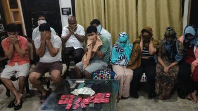 Image shows all six accused and the four women rescued in connection with the prostitution racket busted in Banjara Hills