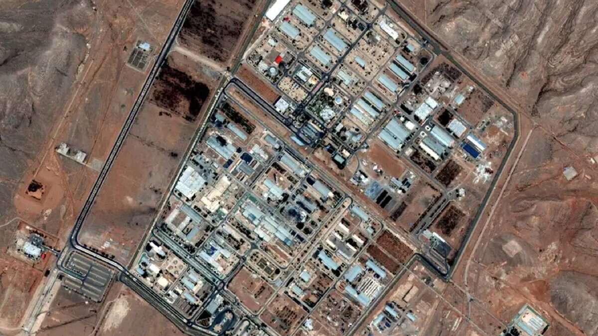 A satellite image provided by Maxar Technologies shows the Isfahan enrichment facility in Iran after strike.