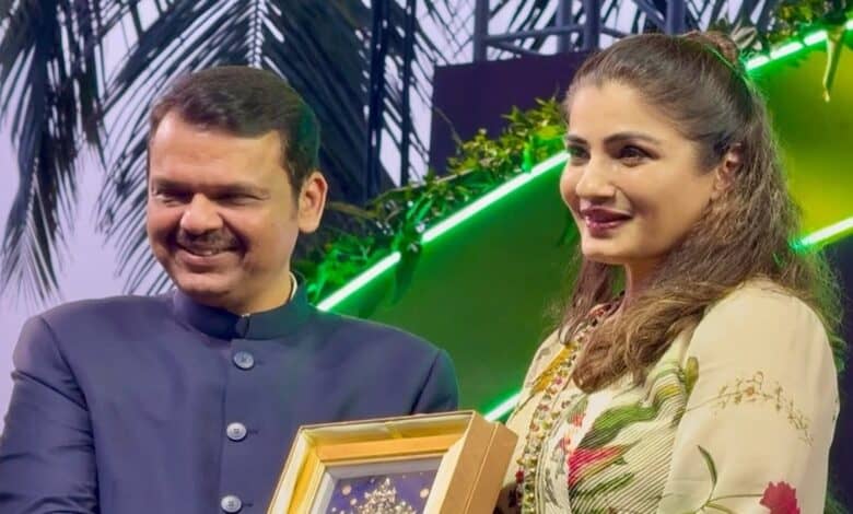 Raveena Tandon and Devendra Fadnavis