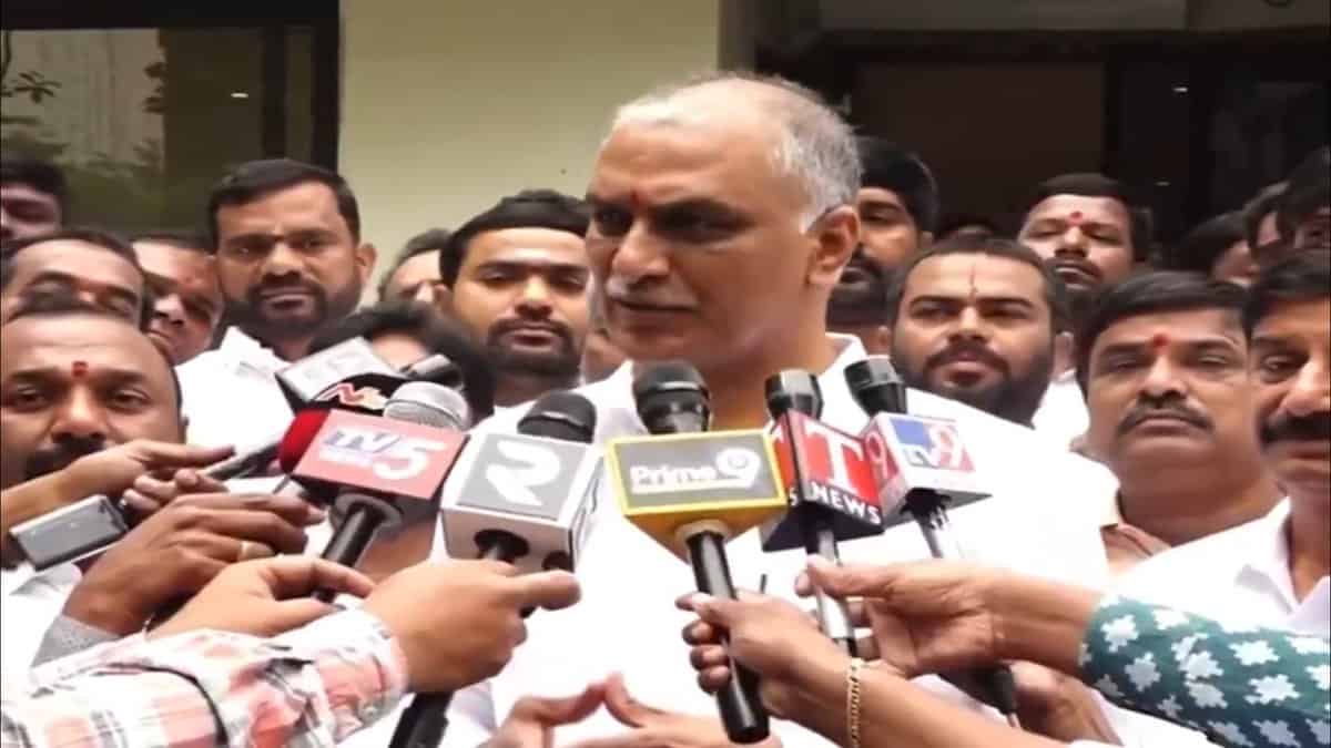 BRS MLA T Harish Rao interacts with the media in Hyderabad