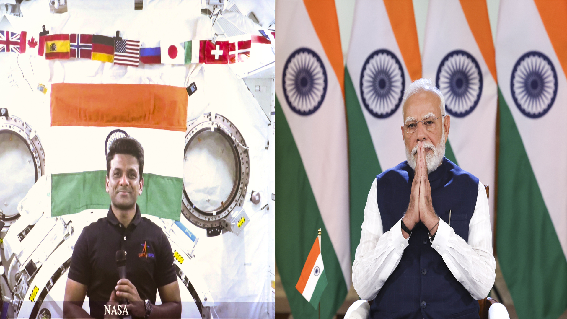 PM Modi interacts with Shubhanshu Shukla