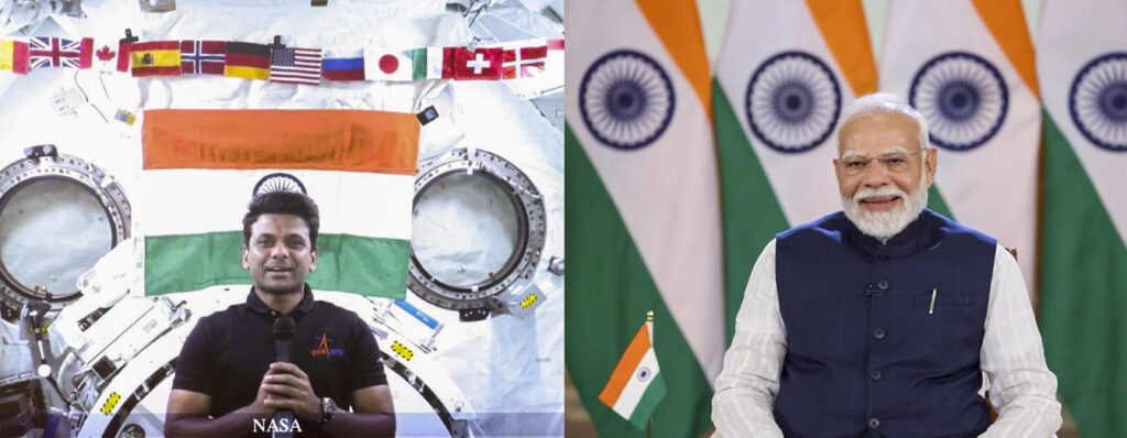 PM Modi interacts with Shubhanshu Shukla