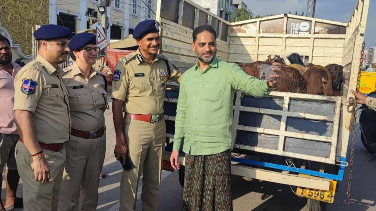 Hyderabad police commissioner CV Anand along with other officials conducts surprise inspections on June 6 ahead of Bakrid