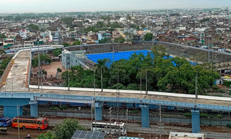 The newly constructed Railway over-bridge sparked controversy due to its sharp 90-degree turn