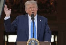 Donald Trump speaks.