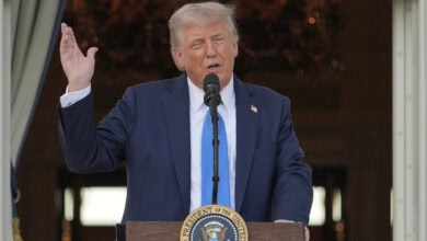 Donald Trump speaks.
