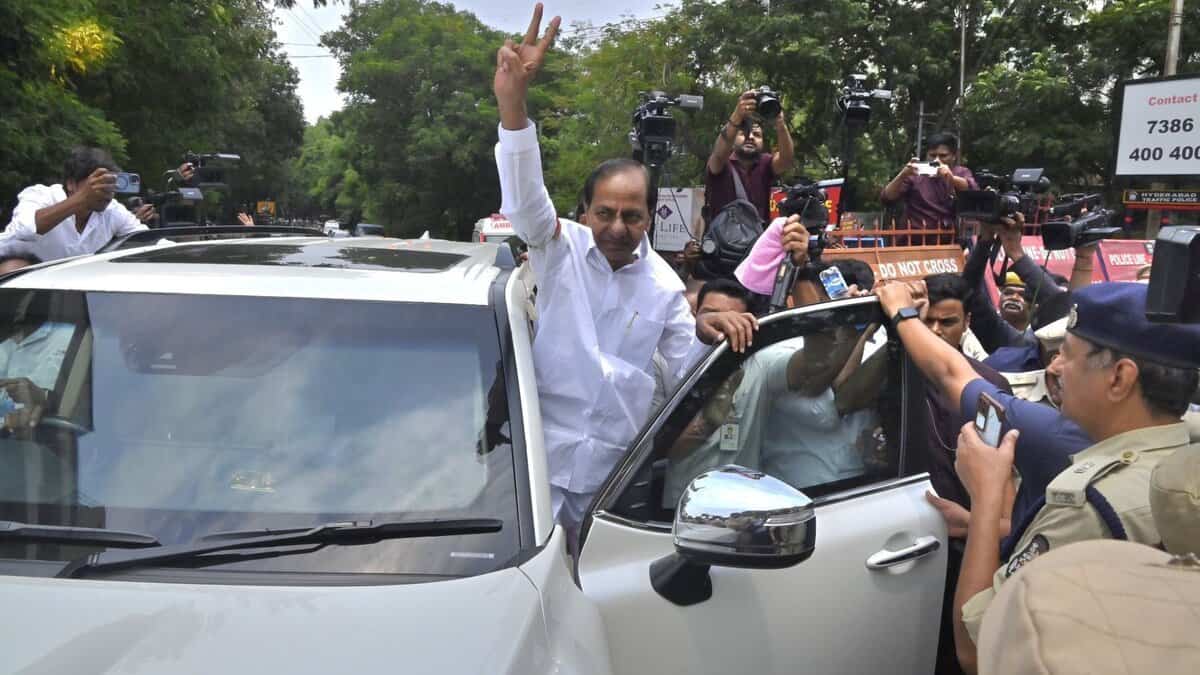 The image displays a picture of BRS chief KCR