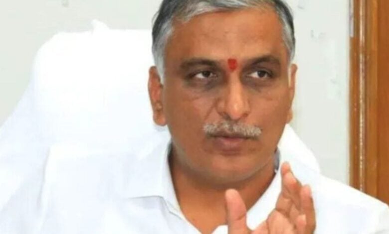 BRS MLA T Harish Rao addresses a meeting