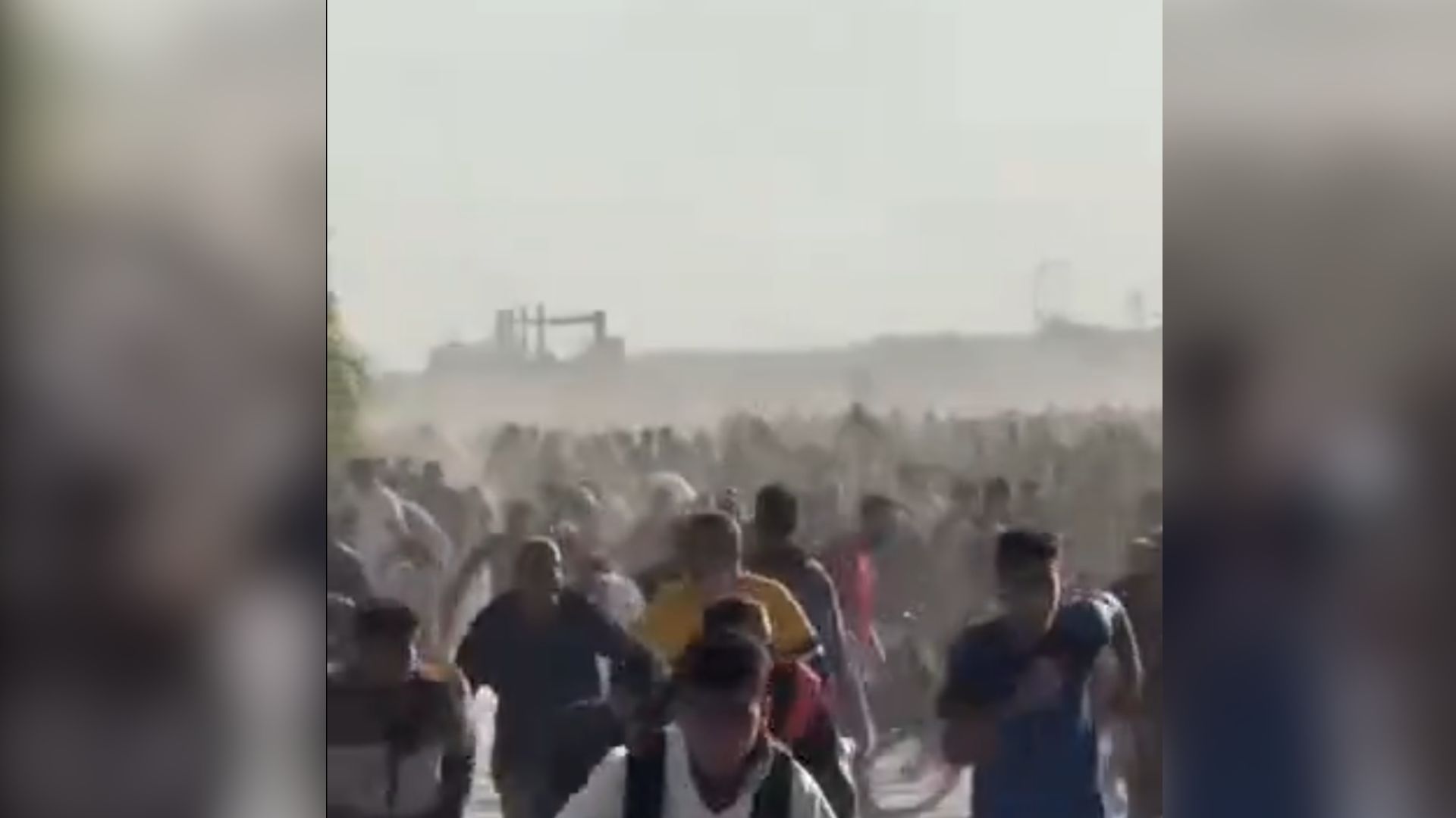 The image displays a picture of Palestinians running for their life as Israeli army opened fire in Gaza Strip