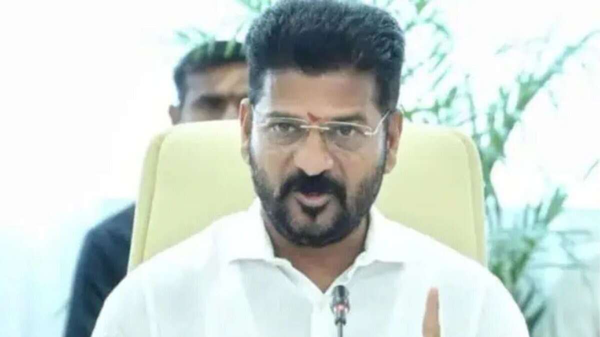 Telangana CM Revanth Reddy addresses a meeting