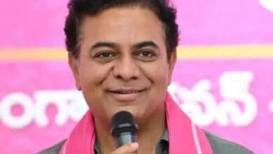 BRS working president KTR addresses a meeting