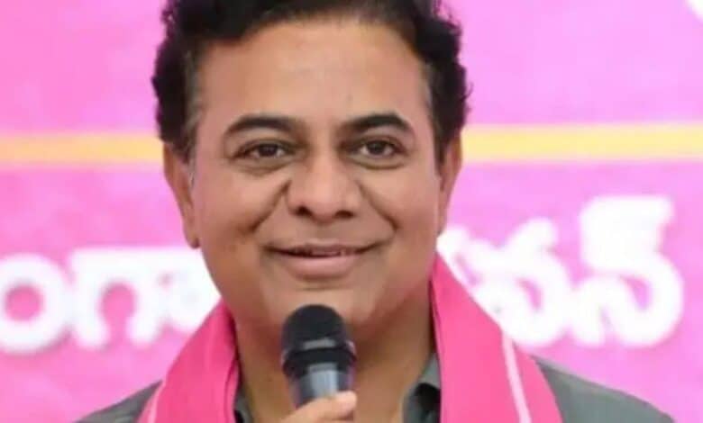 BRS working president KTR addresses a meeting