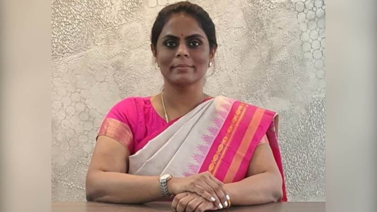 The image displays a picture of IAS officer and TGSWREIS secretary Alugu Varshini