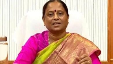 Telangana forest minister Konda Surekha addresses a meeting