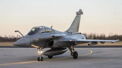 The image displays a picture of Rafale fighter jet